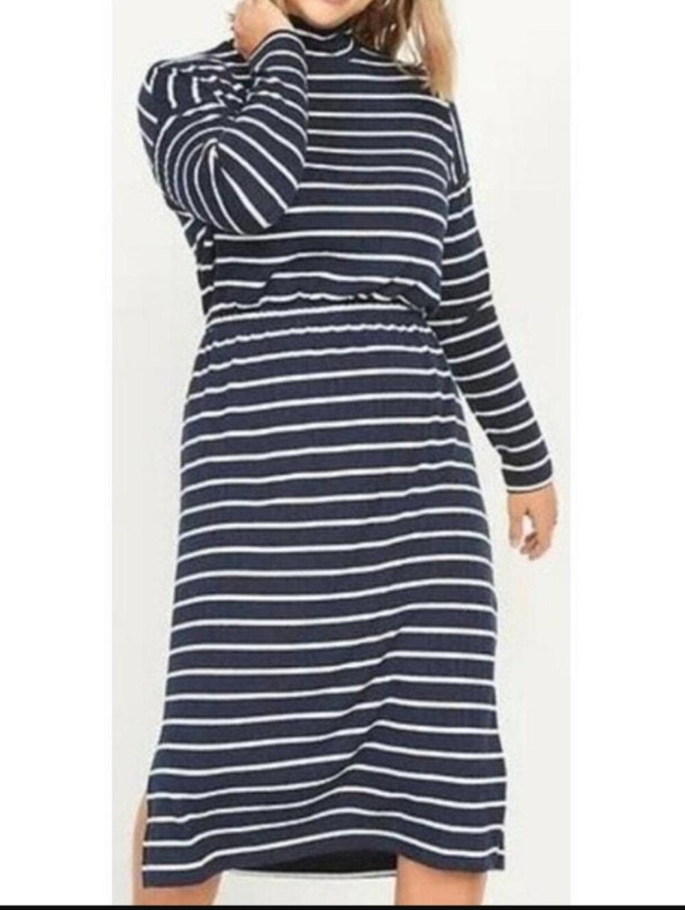 NWT Old Navy Dress Midi Striped Pull On 4X Ribbed